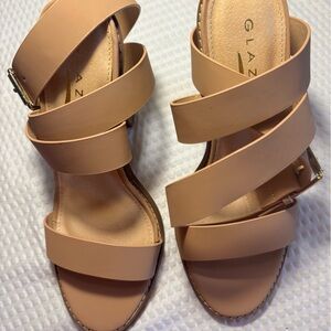 Glaze Women's Nude Multi-Strap High Heels Sandals Size 8 New